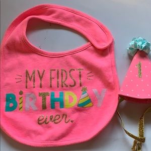 Cake smash bib and hat set my first birthday ever